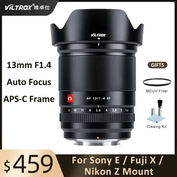 VILTROX 13 мм F1.4 APS-C самофокусираща Леща Vlog Обектива на Камерата, за Fuji Fujifilm XF FX XT3 XT4 Nikon Z Z8 Z9 Sony E ZVE10 A7C A7M4 STM