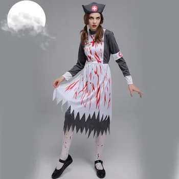 Хелоуин, черен костюм на вампир, зомби, престилка, монахиня, свещеник, форма на героя зомбита, Cosplay, с костюм, рокля на слугиня, страшен д-р