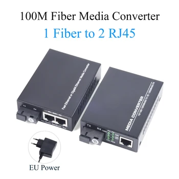 1 Чифт 100 М Оптичен Медиаконвертер 10/100 Mbit/с Однорежимный от 1 влакна до 2 RJ-45 UPC/APC, SC-Порт С Външните Оптоволоконным тел