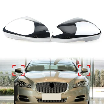 1 Чифт Автомобилни Огледала за Обратно виждане с странични, Хромирана Капачка За Jaguar XF XFR XFR-S XE XJ XJR XK XKR XKR-S, ABS-Пластмаса, Автомобилен стайлинг