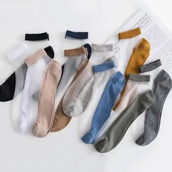 1 чифт летни копринени чорапи, мъжки тънки прозрачни чорапи със средна тръба, невидими за носочные изделия с фин силует, мъжки ежедневни чорапи носочные на продукта