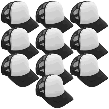 10 бр САМ на празна капачка на открито козирка шапка, мъжки шапки сублимация на празен PVC САМ шофьор на камион капачка човек, Черен капак мъже
