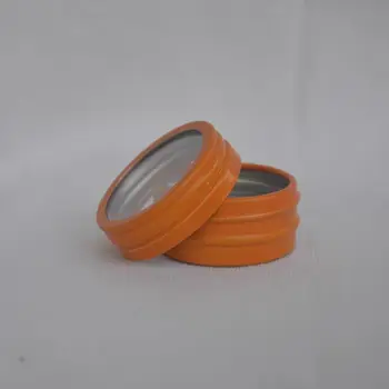 100шт 10 мл, алуминиева банка оранжев цвят, на 10 г, метален контейнер от алуминиева ламарина, прозрачен прозорец, оранжево козметични контейнери, банка за съхранение на ноктите