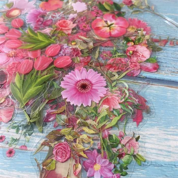100шт Цветни розово цвете стил PVC стикер Етикет набор от карти за scrapbooking САМ подарочное украса