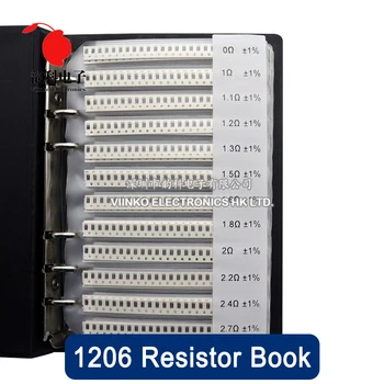 1206 1% SMD чип-резистор, книга проби, 1/4 W, 170 стойности на съпротива, разнообразни комплект 0R - 10M Ома