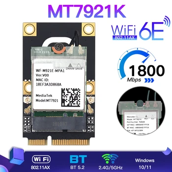 1800 Mbps WiFi 6 MT7921 двойна лента Адаптер Blue-зъб 5,2 Wirelss С Подкрепата на МУ-MIMO M. 2 WiFi Мрежова Карта За Лаптоп/PC Windows10/11