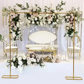 2*2.1 m Сватбена арка врата фон от ковано желязо, Декоративни предмети поставка за цветя Злато