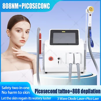 2 в 1 808 led Laser перманентната машина за премахване на коса с q-смяна на nd yag преносим 755 nm пикосекундной лазерни машини за отстраняване на татуировки