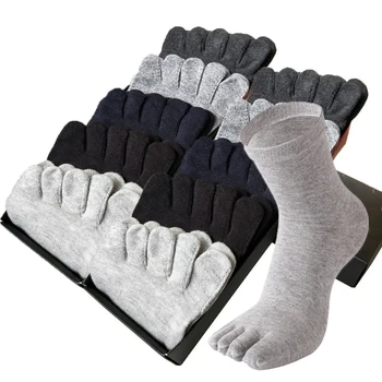 20 броя = 10 чифта/лот, унисекс, голям размер, комплект чорапи на 5 пръста, мъжки есенно-зимни памучни мъжки черни чорапи с единични чорапи