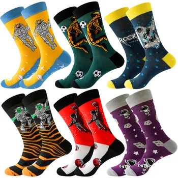 2021 Нов Мъжки Чорап Марка Diamond Ramen С Шарките на Астронавти, Стръмни Чорапи в стил Хип-Хоп за Мъже, Зимни Дебели Дълги Чорапи за Скейтборд, Смешни Чорапи, Пъстри