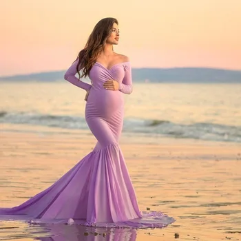 2022 Памук реквизит за снимки на бременни, дрехи за бременни, рокля с открити рамене, секси дамски макси рокли за бременни, за фотосесия