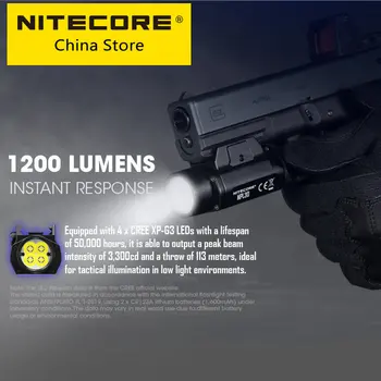 2023 Nitecore NPL30 Оръжеен Тактически Фенер Пистолет Лампа 1200 LM LED Джобно Фенерче за Пистолет Страйкбол Picatinny Релса cr123a lithium Батерия
