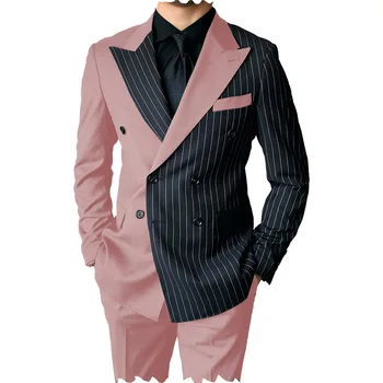 2023, нов модерен всекидневен костюм от две части, контрастен мъжки костюм, бизнес рокля, костюм за сватбената церемония, на мъжко облекло, костюми