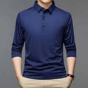 2023 Нова мъжка риза с къси ръкави, ежедневни бизнес върхове, обикновен поло блузи, мъжки polo Homme с дълъг ръкав, модни корея тънка тениска с ревера