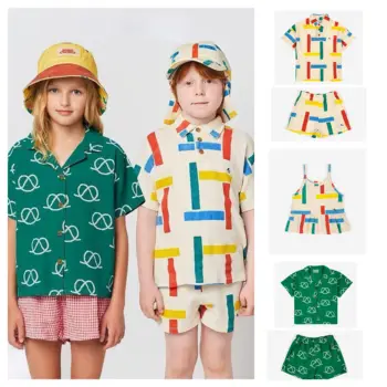 2023 Нови летни детски тениски за момичета и момчета, панталони, детски ризи с къс ръкав, риза за деца, детски дрехи, топ
