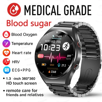 2023 Нови неинвазивни смарт часовници за измерване на нивото на глюкоза в кръвта, мъжки спортни фитнес-часовник с пълен сензорен екран, Bluetooth, Android, ios Smartwatch