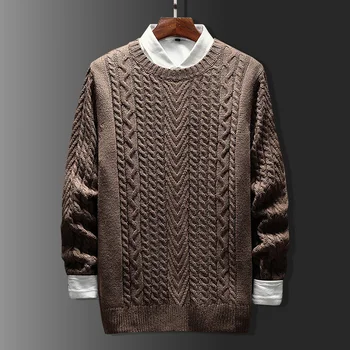 2023 Пролетни модни елегантен мъжки пуловер с кръгло деколте, потник, модерен джентълменско вязаный пуловер, дрехи