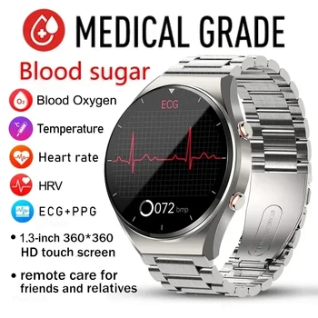 2023 Смарт часовници за мъже с нормално ниво на захар в кръвта, ЕКГ + ТОЧКИ, точната температура на тялото, монитор на сърдечната честота, умни часовници, HRV, часовници за измерване на кръвно налягане