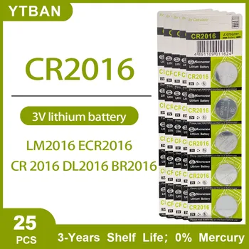 25 Piece CR2016 с монети CR2016 DL2016 BR2016 LM2016 ECR2016 се Прилагат Към брелкам за ключове, батерия за часовник, Батерия за термометър