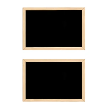 2X двустранно черна дъска, дървени изделия, дървена рамка, малка дъска за писане, дъска за съобщения, украса на дома, списък на 