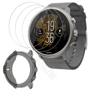 (3 + 1) За smart-часовници Suunto 7 (3 броя) Защитно фолио за екран от закалено стъкло и (1 бр.) Мек защитен калъф от TPU