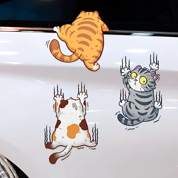 3 бр. Забавен стикер за автомобил с домашен котка, катерене котки, етикети за полагане на животни, украшения за купето на автомобила, креативни стикери, аксесоари за украса