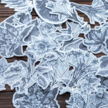 30 опаковки на едро Стикери с цветя, растения минималистичен наръчник на горещия сребро, могат да бъдат планирани срутване, декоративни Хартиени етикети adesivos албум за албуми