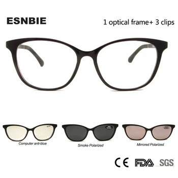 4 бр./компл. магнитни рамки за очила Ultem Clip On Слънчеви очила дамски поляризирани слънчеви очила с UV400 Очила, оптични компютърни очила