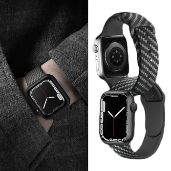 42/44/45 мм Силикон Каишка за Apple Watch Band Гривна за iWatch Series Каишка от въглеродни влакна 38/40/41 мм Аксесоари за часовници