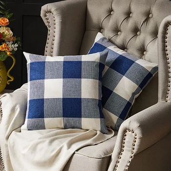 45x45 см, оцветени в син цвят от памук бельо калъф за мека мебел, за декорация на хола, Housse Cojines Decorativos Para Sofa