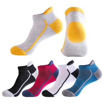 5 Чифта Памучни Къси Чорапи за мъже с Високо Качество с Дълбоко Деколте, Спортни Дишащи Меш Летни Ежедневни Меки Мъжки Чорапи