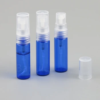 50 x 4 мл мини-стъклена за многократна употреба кобальтово-син флакон за парфюм с прозрачен спрей, 4 клапана на цилиндър, стъклени преносими бутилка, бутилка, стъклен съд