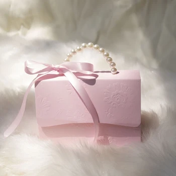 50 бр. розово подарък кутия сватбени сувенири за гости, в Деня на Св. Валентин, опаковки за шоколадови бонбони, декорация, опаковка, детски душ, вечерни аксесоари