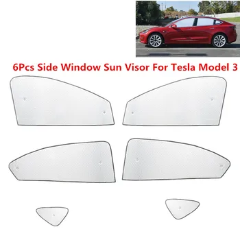 6 бр. сенника на странично прозорец, козирка, защита от слънцето за Tesla, модел 3