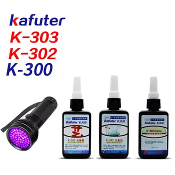 6 секунди 50 мл UV лепило Kafuter UV-Отверждающий Лепило K-303 + 51LED UV Фенерче UV-Отверждающий Лепило За Лепене на Кристал и метал