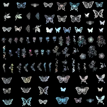 90 бр., блестящи стикери с дъга пеперуди, реколта водоустойчив пеперуди с флорални принтом