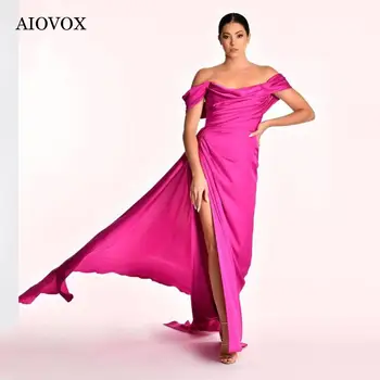AIOVOX Прости вечерни рокли, с петна, с висока цепка на раменете, рокля за бала ярки цветове, с влак, с ниска облегалка, премяна