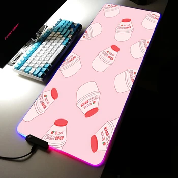 Babaite Kawaii Японска подложка за мишка с ягоди мляко за лаптоп rgb Kwaii Подложка за мишка с подсветка Подложка за мишка геймър