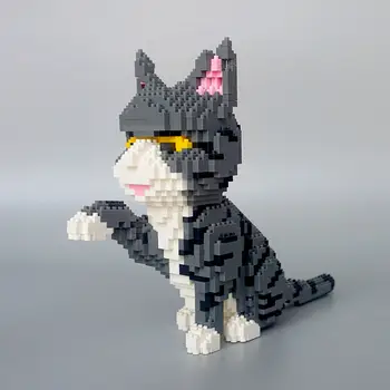 Balody 16038 Персийски котки Сиво коте на Домашни 3D модел DIY мини диамантени блокове тухли Строителна играчка за деца без кутия