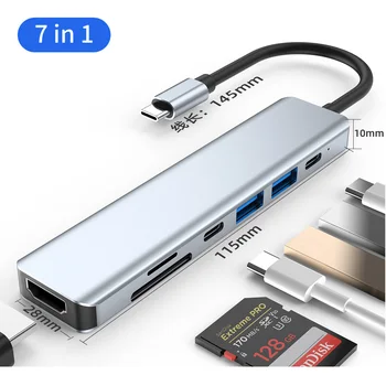 Baseus 7in1 USB хъб 3 0 USB Type C Зарядно устройство за Телефон Apple Huawei Typec Хъб PD Apple Docking Station Адаптер за док-станция за Лаптоп