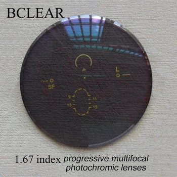 BCLEAR 1.67 Фотохромный Сиво Кафяв Многофокусный Прогресивен обектив Свободна форма с Индивидуални разстояние между лещи за четене при Късогледство