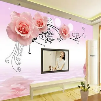 beibehang Розово отражение на Потребителски тапети 3D голяма спалня хол разтегателен ТЕЛЕВИЗИЯ фон стенопис papel de parede фотообои