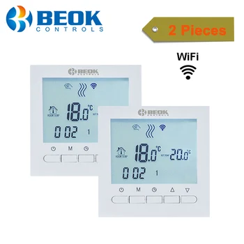 Beok 2 бр. Wifi термостат за газов котел, приложение за смартфон, регулатор на температурата регулатор бял цвят, топъл домашен термостат