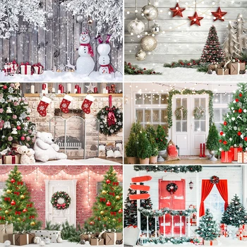 Bonvvie, Коледен фон за снимки, прозорец, Коледни елхи, камина, семейно парти, портретна декор, на фона на фото студио