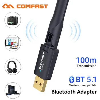 Comfast 100M Bluetooth USB 5.1 Dongle Адаптер за PC Говорителя Безжична Мишка Музикален Аудиоприемник Предавател, Bluetooth 5.1