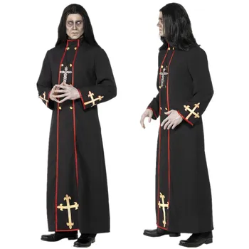 Cosplay Костюм магьосник на Хелоуин и за мъжете, и Средновековно облекло на монах, robe монах от епохата на Възраждането, костюм на свещеника, празнична дрехи, кристиан костюм