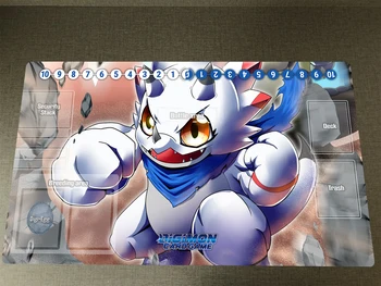 Digimon Playmat Gammamon Подложка За Игра на Карти DTCG CCG Подложка За Аниме Настолна Игра Playmat и Безплатен Чанта Гума Тенис на Подложка За Мишка 60x35 см