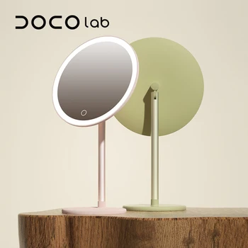 DOCO Огледало за грим, Мини десктоп с led подсветка, висококачествена метална текстура, идеална за подарък