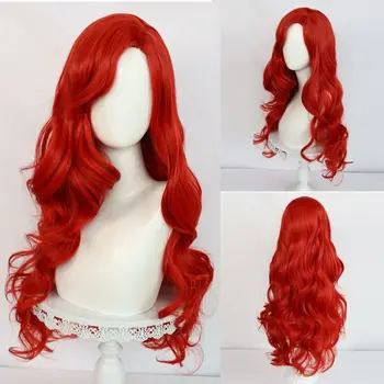 FGY Body Лъки Момиче Руби Гиллман Cosplay перука 26 инча Червена дълга къдрава синтетични перука Аниме Хелоуин и перука