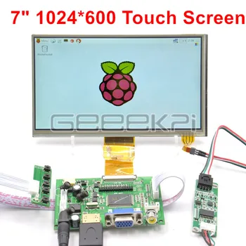 GeeekPi 7 Инча, 1024*600 TFT LCD модул Монитор Резистивен Сензорен Екран + Платка на водача HDMI за Raspberry Pi 4 B Всички Платформи /PC